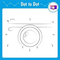 Connect the dots. Camera. Dot to dot educational game. Coloring book for preschool kids activity worksheet. vector