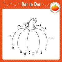 Connect the dots. Pumpkin. Dot to dot educational game. Coloring book for preschool kids activity worksheet. Vector Illustration.