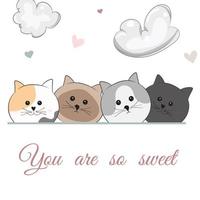 cute cats cartoon background vector