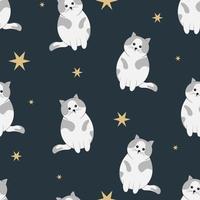 seamless pattern with cute cat background vector