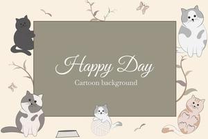 cute cats cartoon template background vector