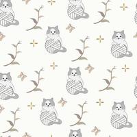 seamless pattern with cute cat background vector