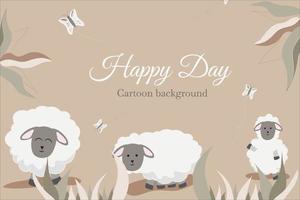 fondo de plantilla de dibujos animados lindo ovejas vector