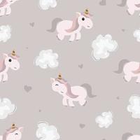 seamless pattern with cute unicorn in pastel color vector