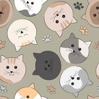 seamless pattern with cute cat cartoon background vector