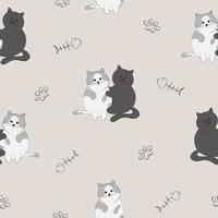 seamless pattern with cute cat background vector