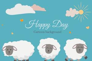 cute sheep cartoon template background vector