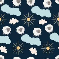 seamless pattern with cute sheep background vector