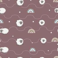 seamless pattern with cute sheep background vector