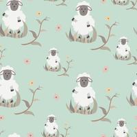 seamless pattern with cute sheep background vector