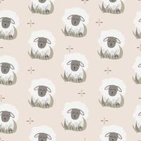 seamless pattern with cute sheep background vector