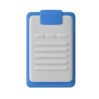 3d list management icon. A checklist for any purpose. White blank document vector