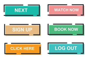 Set of modern material style buttons for website, mobile app and infographic template Different gradient colors illustration graphic and web design. vector