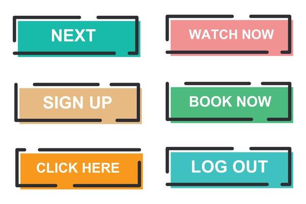 Set of modern material style buttons for website, mobile app and infographic template Different gradient colors illustration graphic and web design.