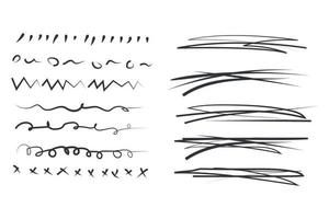 Handmade of underline strokes in marker brush doodle style template color editable. Various Shapes vector sign isolated on white background illustration for graphic and web design.