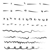 Handmade of underline strokes in marker brush doodle style template color editable. Various Shapes vector sign isolated on white background illustration for graphic and web design.