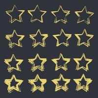 Set of black hand drawn vector stars in doodle style template color editable. Could be used as pattern symbol vector sign isolated on white background illustration for graphic and web design.