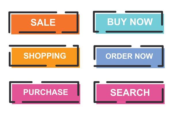 Set of modern material style buttons for website, mobile app and infographic template Different gradient colors illustration graphic and web design.