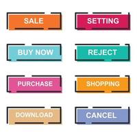 Set of modern material style buttons for website, mobile app and infographic template Different gradient colors illustration graphic and web design. vector