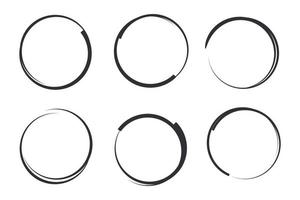 Hand drawn circles sketch frame template color editable. Rounds scribble line circles symbol vector sign isolated on white background illustration for graphic and web design.