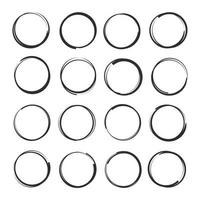 Hand drawn circles sketch frame template color editable. Rounds scribble line circles symbol vector sign isolated on white background illustration for graphic and web design.