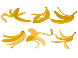 banana peels set, garbage or substance for recycling vector