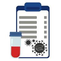 Monkey pox analysis, test tube with blood for research and folder with results vector