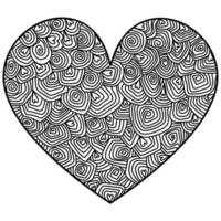 Ornate heart with meditative patterns, antistress coloring page for Valentines Day vector