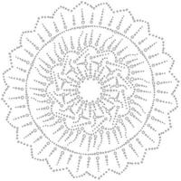Ornate mandala of many small circles arranged in the form of curls and petals, antistress coloring page of round elements vector