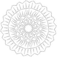 Ornate mandala of many small circles arranged in the form of curls and petals, antistress coloring page of round elements vector