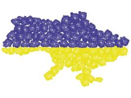 Flower map of Ukraine, blue and yellow mallows vector