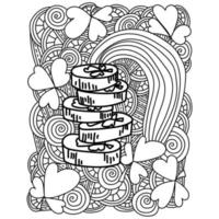 Coloring page with a stack of coins for St. Patrick's day, ornate patterns for festive activity vector