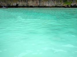 Emerald green clear color of Andaman sea Thailand for background wallpaper photo