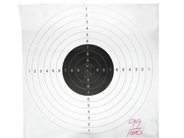 Best score of gun shooting range black and white paper photo