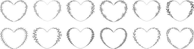 Heart shape leaf wreath vector