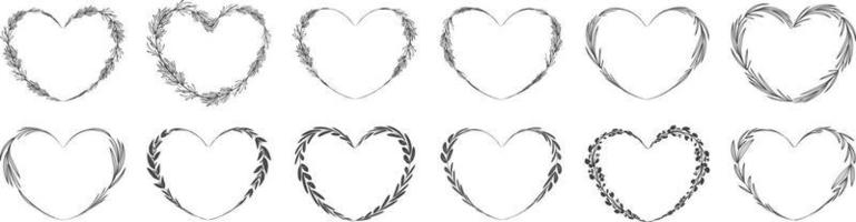 Heart shape leaf wreath vector