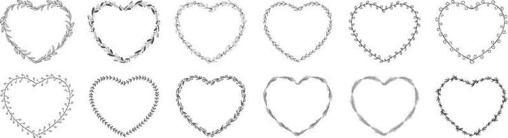 Heart shaped leaf wreath vector