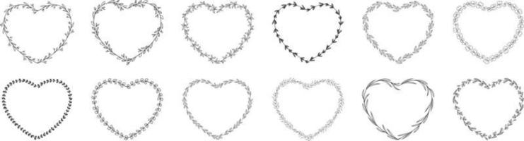 Heart shape leaf wreath vector