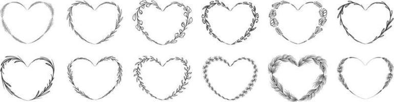 Heart shape leaf wreath vector