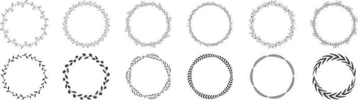 Circle frame leaf wreath vector