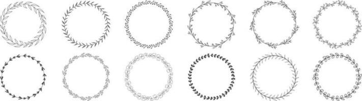Circle frame leaf wreath vector