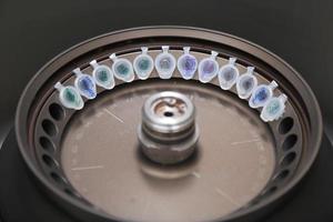 Scientist loading a sample to centrifuge photo