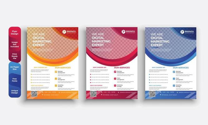 Modern corporate flyer. 3 colors are used here. It's suitable for marketing, advertising, branding, promotion of any corporate company