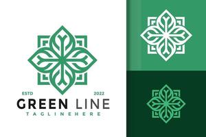 Nature Green Line Modern Logo Design  Vector Template