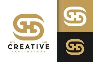 Abstract Monogram Letter SH or HS Modern Logo Design Vector For Template