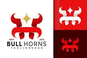 Letter H Bull Horns Logo Design, Brand Identity logos vector, modern logo, Logo Designs Vector Illustration Template