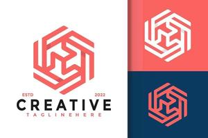 diseño de logotipo de cubo hexagonal abstracto, vector de logotipos de identidad de marca, logotipo moderno, plantilla de ilustración vectorial de diseños de logotipo