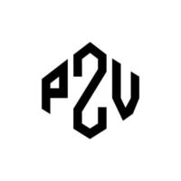 diseño de logotipo de letra pzv con forma de polígono. Diseño de logotipo en forma de cubo y polígono pzv. pzv hexágono vector logo plantilla colores blanco y negro. monograma pzv, logotipo comercial y inmobiliario.