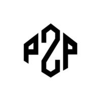 diseño de logotipo de letra pzp con forma de polígono. Diseño de logotipo en forma de cubo y polígono pzp. pzp hexágono vector logo plantilla colores blanco y negro. monograma pzp, logotipo empresarial y inmobiliario.