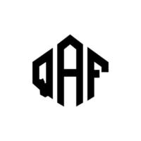 QAF letter logo design with polygon shape. QAF polygon and cube shape logo design. QAF hexagon vector logo template white and black colors. QAF monogram, business and real estate logo.
